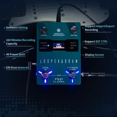 FLAMMA FS21 Stereo Guitar Looper Pedal & Drum Machine 2-in-1 with160 Minutes Loop Recording Capacity 100 Drum Grooves 10 Metronome Support Software Editing image 4