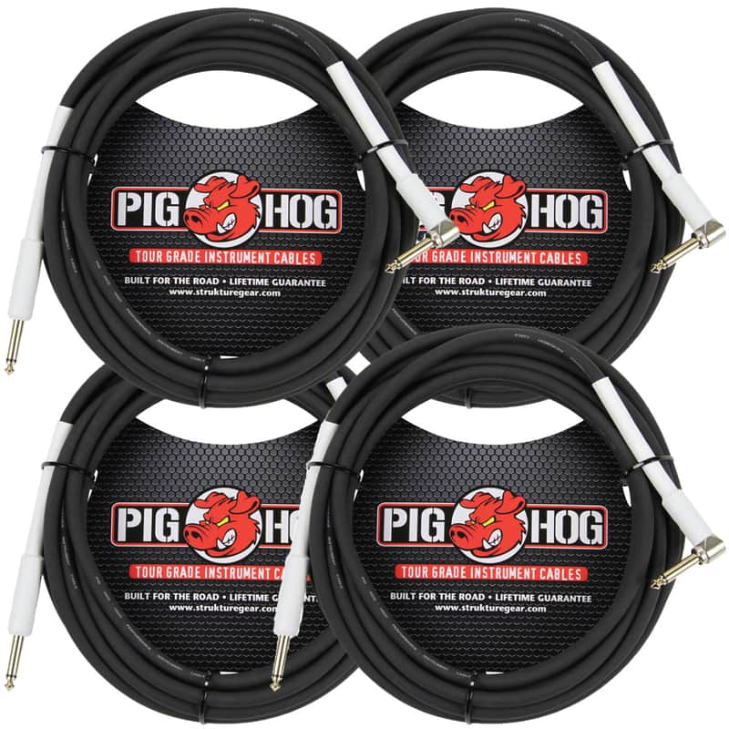 4 Pack Pig Hog PH186R Right Angle 8mm 18.5FT 1/4"-1/4"  Inst Cable Lifetime Warranty! image 1