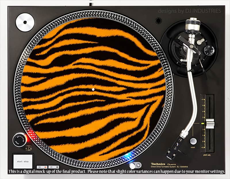 DJ Industries - Tiger Print - DJ slipmat for vinyl LP record player turntable image 1
