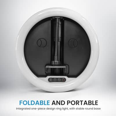 iDance LED Ring Light with Cell Phone Holder, 10", USB Powered with Bluetooth Remote Control and Foldable Adjustable Tripod Stand, Selfie, Makeup Ring Light image 6