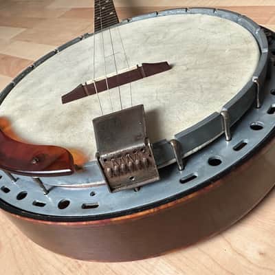 1940's U.S. Kay 4-string Tenor Banjo Patriotic WW2 + Original Case image 5