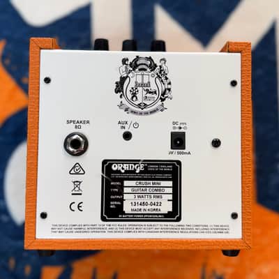 Orange Crush Mini 3-Watt 1x4" Guitar Combo 2018 - Present - Orange image 3