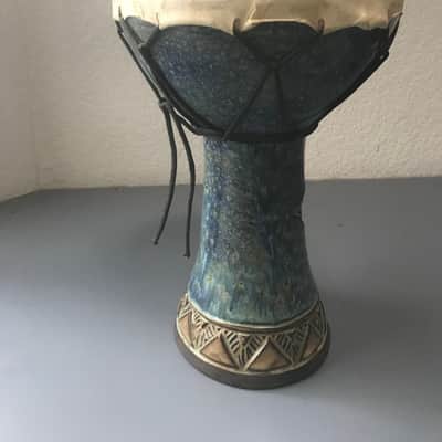 Full Circle Drums -Rare Ceramic Doumbeks/Darbuka - 8" x 12" - Unique Blue Glaze Hand Etched. Sale Benefits Music Ed Nonprofit! image 2