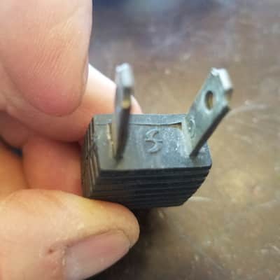 Unknown one (1) 117V Power Cord Electric Cable cut stylized S logo Vintage non-polarized black 1940s-1960s image 3