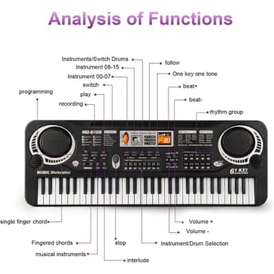 61 Keys Electric Piano Keyboard For Kids with Microphone Black New image 5