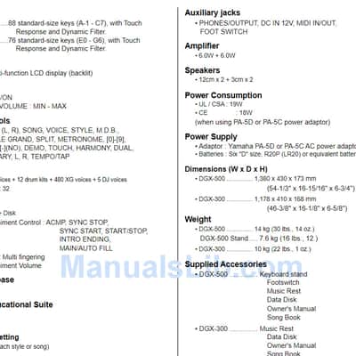 5593 - Yamaha DGX-300 76-Key Portable Grand Piano / Keyboard / MIDI image 5