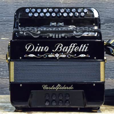 Dino Baffetti Super I 2-Row 8-Bass 21-Treble Button D/C# Black Diatonic Accordion w/Bag image 1