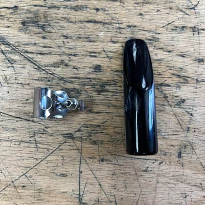 Vintage Runyon Black Plastic Size 4 Alto Sax Saxophone Mouthpiece with Ligature and Original Box image 1