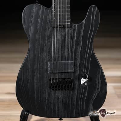 ESP LTD TE-1007 Baritone Swamp Ash Guitar – Black Blast image 2