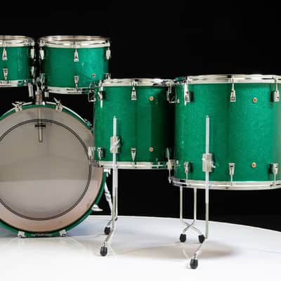 Yamaha Absolute Hybrid Maple 5pc 10/12/14/16/22 Jade Green Sparkle image 5