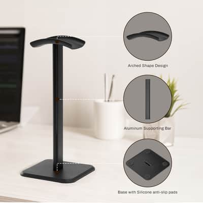 Turnstile Audio Desktop Headphone Stand with Anti-Skid Silicone Base, Black image 8