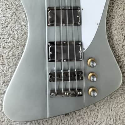 Epiphone Thunderbird 64 4-String Electric Bass Guitar with Gig Bag, Silver Mist image 1