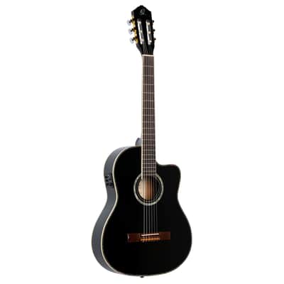 Ortega RCE145BK Family Series Pro Solid Spruce Top Mahogany Neck Cutaway Nylon 6-String Classical Acoustic-Electric Guitar w/Gig Bag image 2