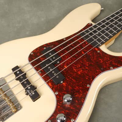 Harley Benton PJ-75 5-String Bass Guitar - White - 2nd Hand image 12