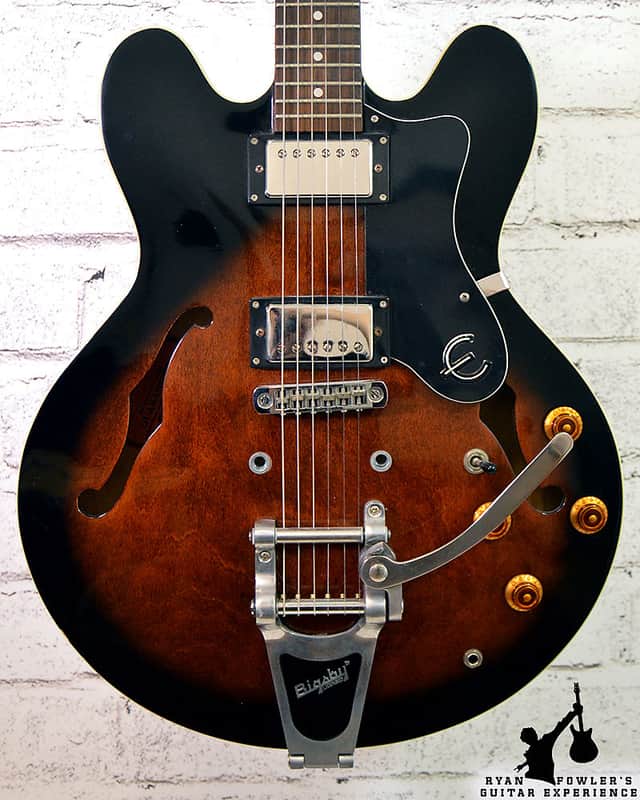 1990s Epiphone Dot Vintage Sunburst w/ Bigsby Tremolo | Reverb