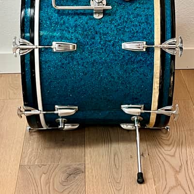 1950's WFL 4 Piece Drum Kit, Blue Aqua Sparkle, Complete W / Cases, Drop Dead Gorgeous image 8