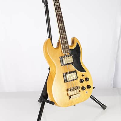 Vintage Wonder US SG Bass Natural Blonde electric bass guitar image 2