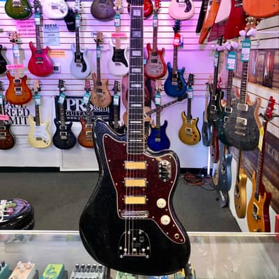 Fender Limited Edition Gold Foil Pickup Jazzmaster, Black Sparkle with Gig Bag image 1
