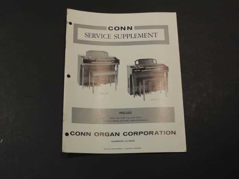 Conn Prelude Model 307 Type 1 & 2, Model 315 Type 2 Service Supplement