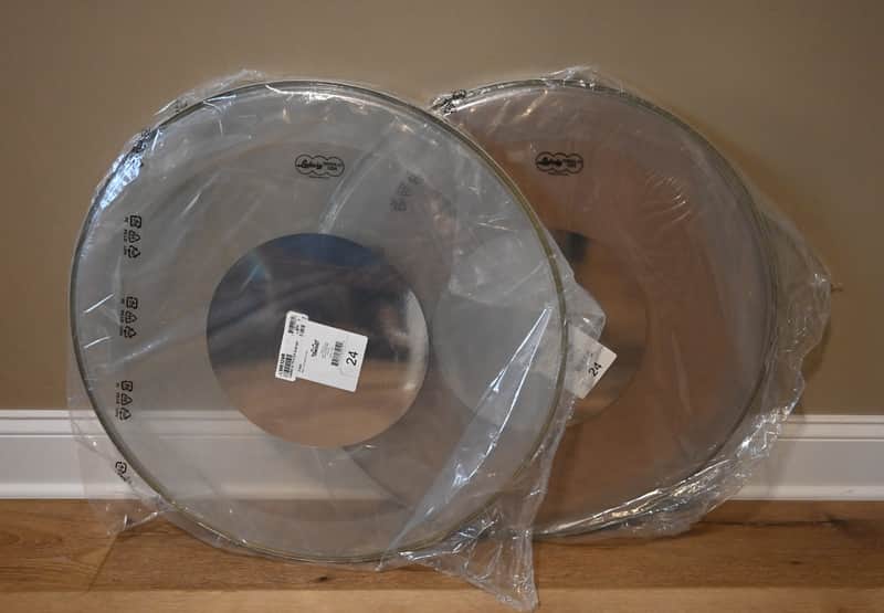 *2* Ludwig 24" Powerstroke 3 Clear Silver Dot Bass Drum Heads Remo P3