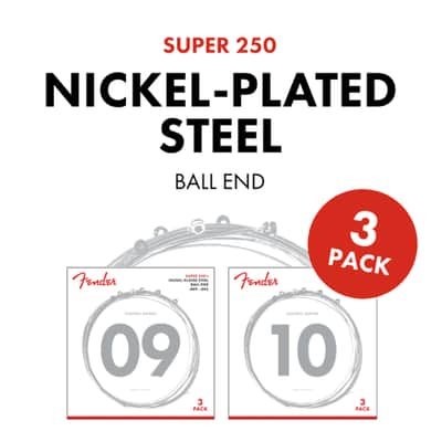 Fender Super 250L NPS Ball End Strings (.009-.042 Gauges) 3-Pack image 2