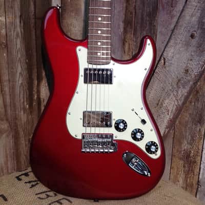 Fender Stratocaster Electric Guitar With Humbuckers Cherry Red image 1