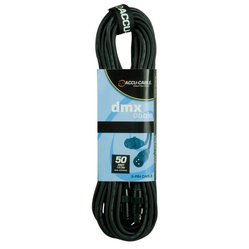 Accu-Cable AC3PDMX50PRO Pro 3-Pin XLR-F to XLR-M DMX Cable - 50' image 1