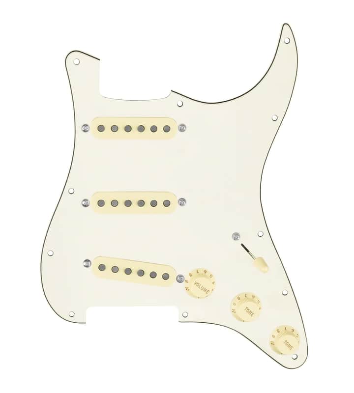 920D Custom Generation Loaded Pickguard For Strat With Aged White Pickups and Knobs, Parchment Pickguard For Strat, and S5W Wiring Harness image 1