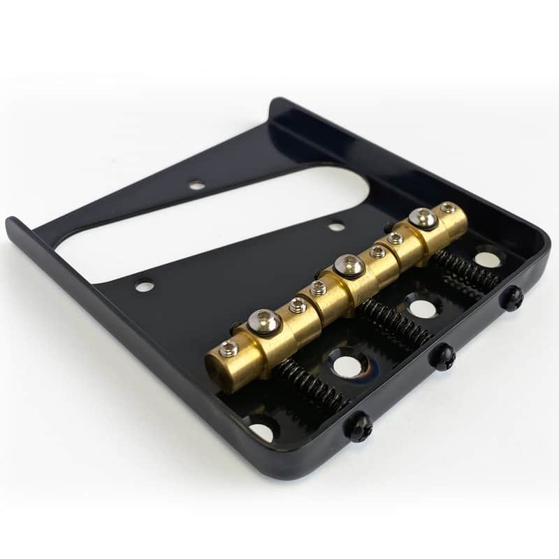 AxLabs Tele-Style String-Through Bridge | Brass Swivel Saddles - Black image 1