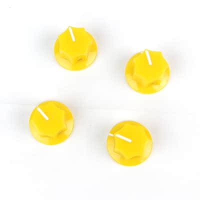 4x Control Knobs For Jaguar Mustang Style Guitar JB or Pedal, 1/4" Shaft, Yellow (adjustable)