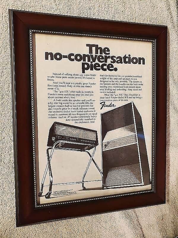 1970 Fender Musical Instruments Promotional Ad Framed 400 P.S. Amp Original image 1