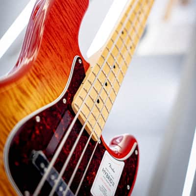 Fender 2024 Collection Made in Japan Hybrid II Jazz Bass – Sunset Orange Transparent image 4