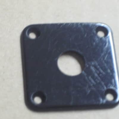 used (medium relic'd) genuine Gibson PRJP-010 Black Plastic Jack Plate for Les Paul (+ used nickel finish screws - but very clean gold finish screws available upon request) 1990s - 2020s (specifically from 1996) image 4