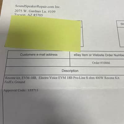 Electro Voice EVM-18B aftermarket recone kit, drop-in, high quality, 2010 image 3