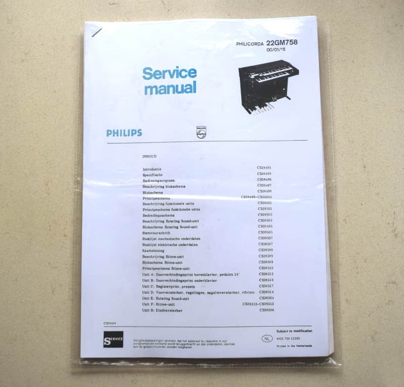 Philips 22GM758 Philicorda Service manual Schematic Diagrams - Vintage technical repair guide image 1