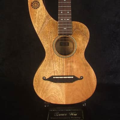 Handcrafted Harp Style 5 String Soprano Ukulele, Bruce Wei ,Solid Acacia, Mango HU13-2003 image 3