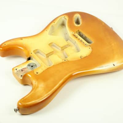 1973 Fender Stratocaster Body Olympic White 4.5lbs Nicotine Yellow 1970's Vintage Strat image 5