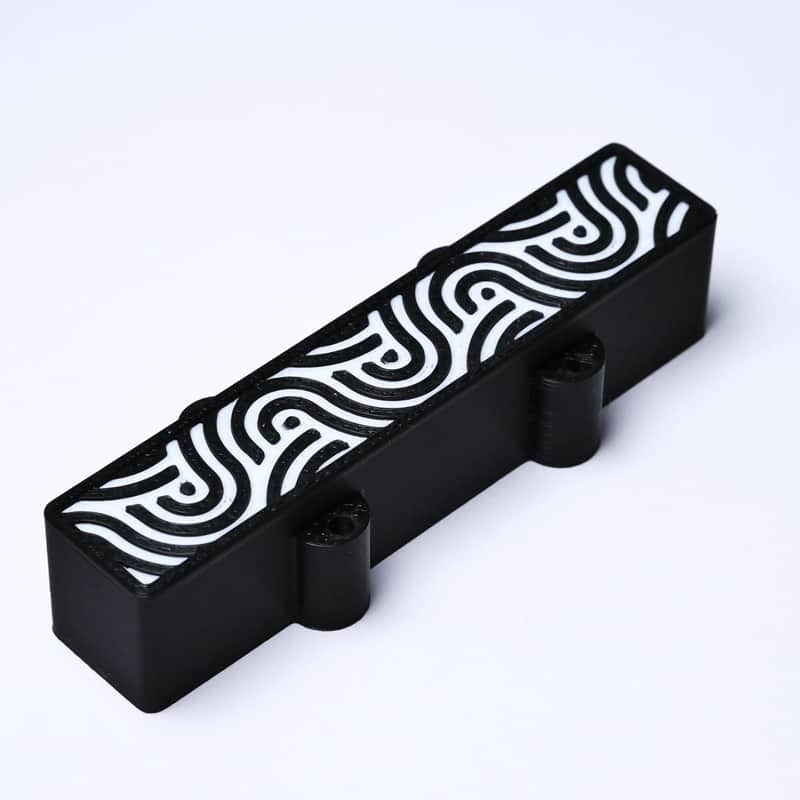 Custom 4-String Jazz Bass Pickup Covers (No Holes) Set of 2 - Black & White-Tidal image 1