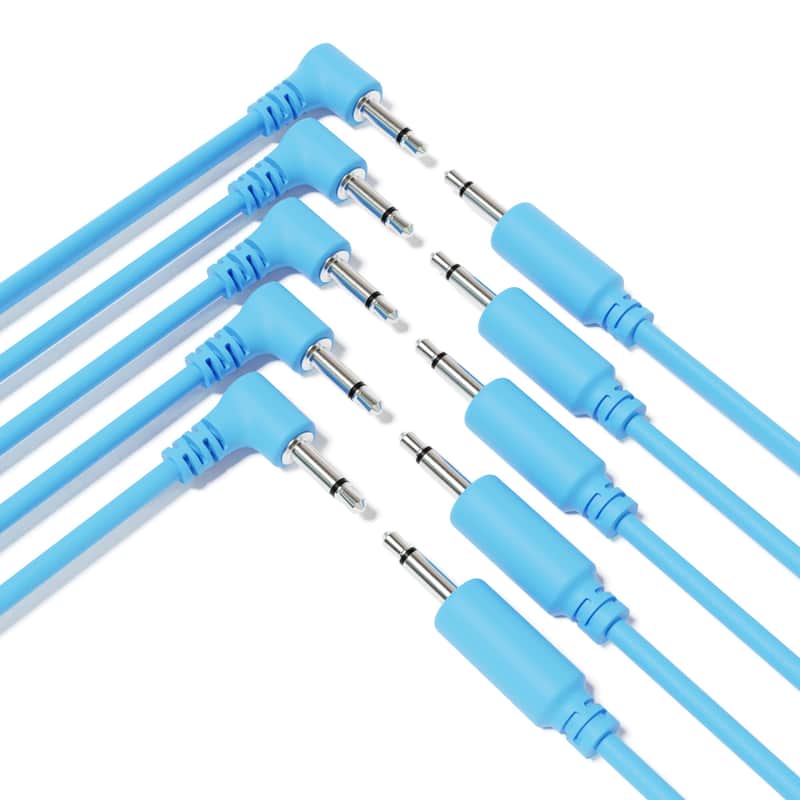 ExcelValley [Blue | 60 cm - 23.62"] 5-Pack Hybrid Mono Modular Patch Cables TS 3.5mm 1/8" Eurorack Synth Synthesizer image 1