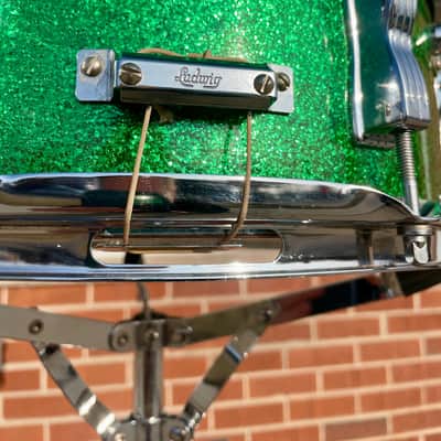 1960s Ludwig 5x14 No. 908P Jazz Festival Snare Drum Green Sparkle image 12
