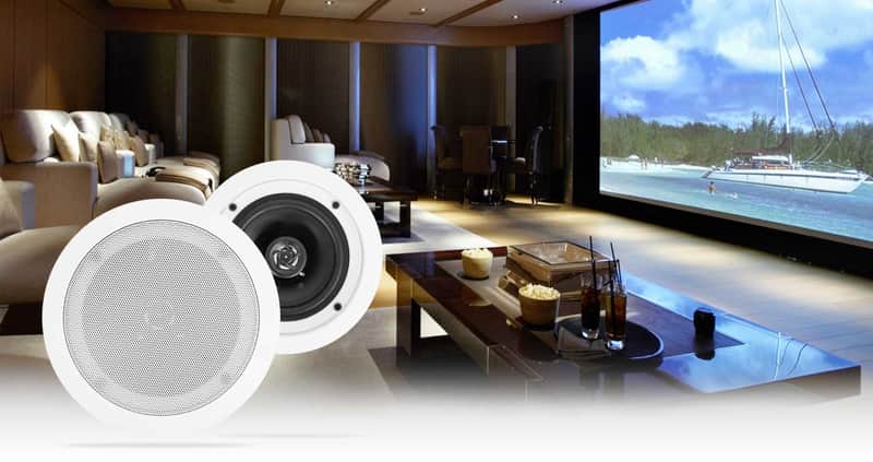 2 Rockville HC55-16 White 5.25" 300 Watt In-Ceiling Home Theater Speakers 16 Ohm image 1