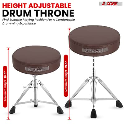 5 Core Drum Throne 3" Padded Drum Seat Height Adjustable Drumming Chair for Practice and Performance image 4