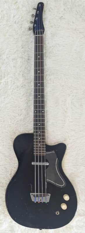 Vintage Silvertone 1444 Bass Guitar Danelectro USA Black w/Original Hard Case
