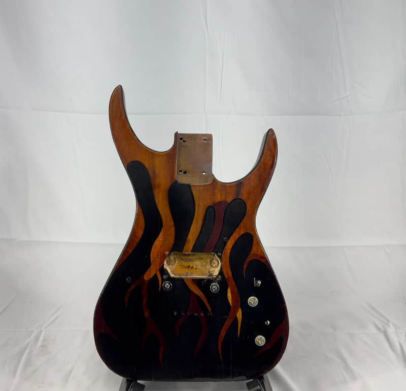 Unbranded Custom Strat Style Single Humbucker Electric Guitar Body - Flame Etched Top image 1