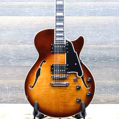D'Angelico Premier SS Dark Iced Tea Burst Flame Maple Electric Guitar w/Bag image 1