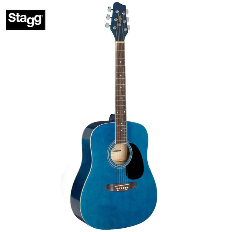 Stagg SA20D 3/4 BLUE Dreadnought Cutaway Basswood Top Nato Neck 6-String Acoustic Guitar image 1