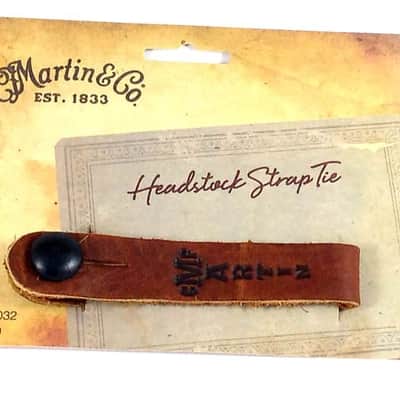 Martin Acoustic Guitar Strap Button Tie Leather Brown