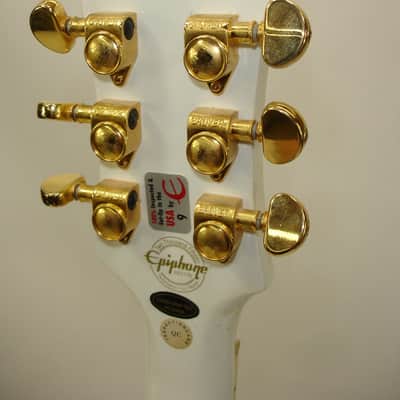 2015 Epiphone Les Paul Custom Pro Electric Guitar, Gold Hardware, Alpine White image 11