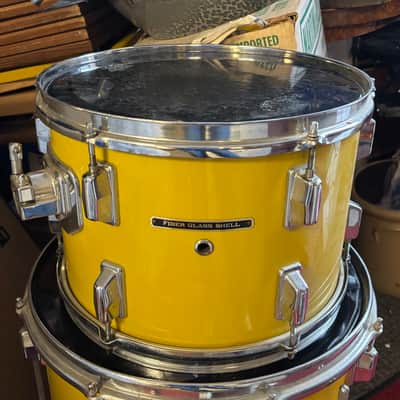 Vintage Pearl Fiberglass Shell Rack Tom 1970’s - Yellow 9”x13” image 2