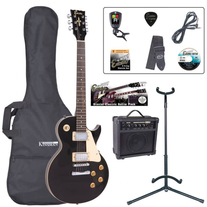 Encore E99 'LP' Shape Electric Guitar Pack - Gloss Black - B Stock image 1